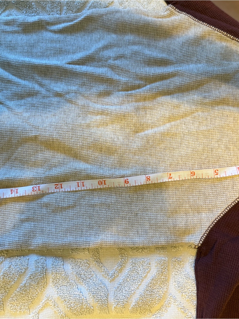 Kids Long-Sleeve Thermal Top in Cream and Burgundy - Picture 4 of 5